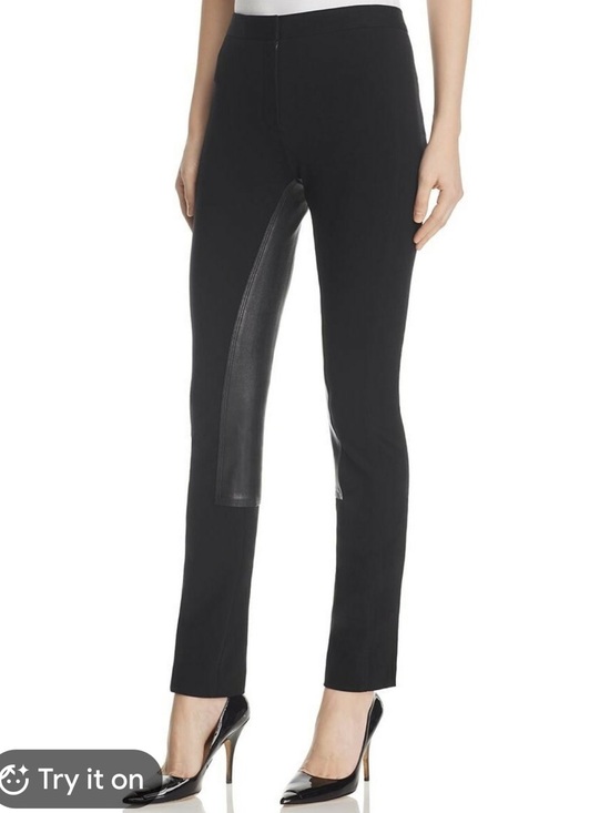 Theory Pants - Theory Ponte Riding Straight-Leg Pants with lambs‎ Leather Panel 4